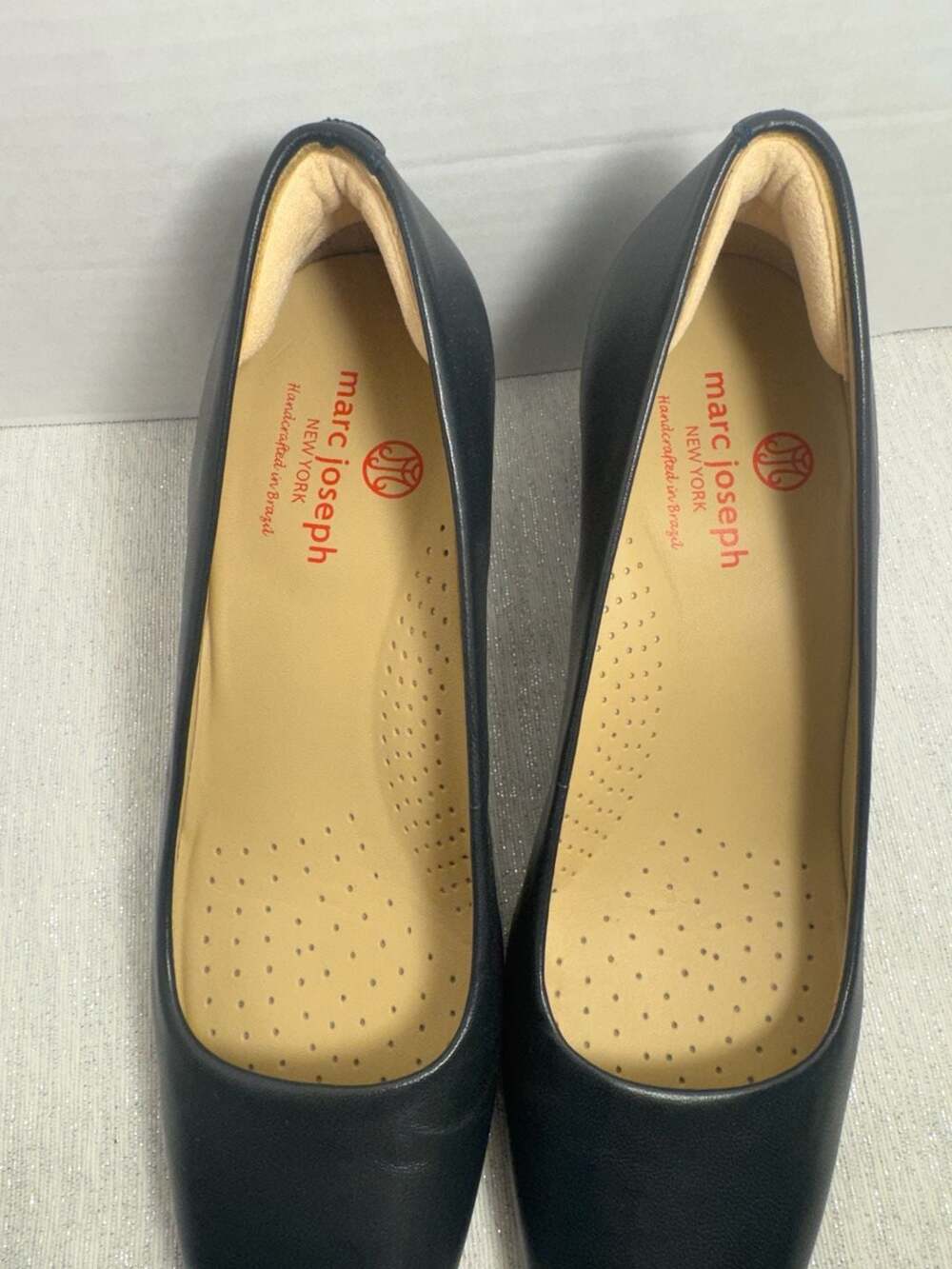 Marc Joseph New York Women's Leather Block Heel Pumps Navy Size 6.5 - Picture 3 of 7